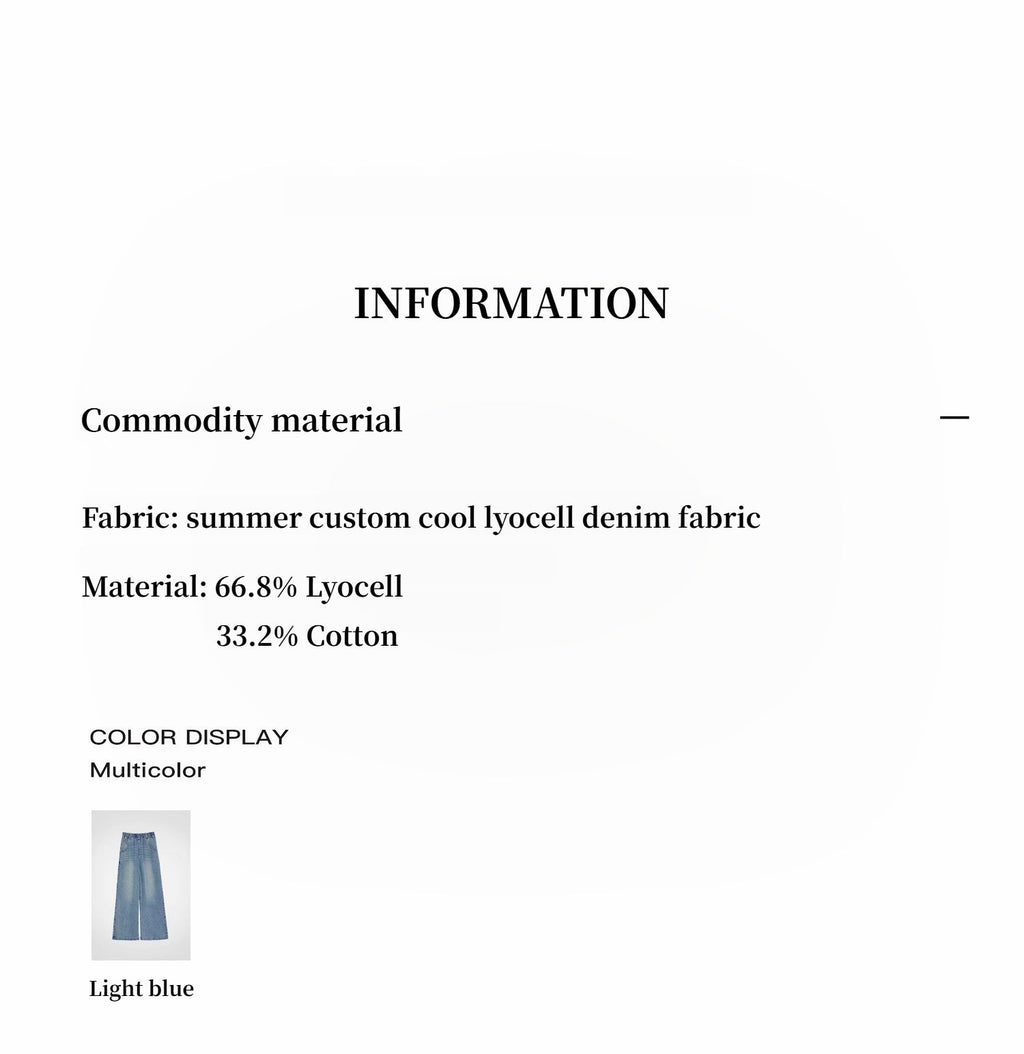 "Dream Street" Cool Lyocell Denim Drape Relaxed Elastic Waist Straight Leg Wide Leg Pants Summer